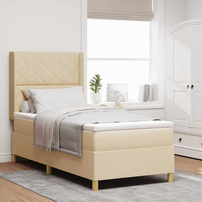 Boxspringbed met hoofdeinde Crème 90 x 190 cm Stof