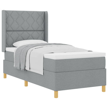 Boxspringbed met hoofdeinde Lichtgrijs 90 x 200 cm Stof