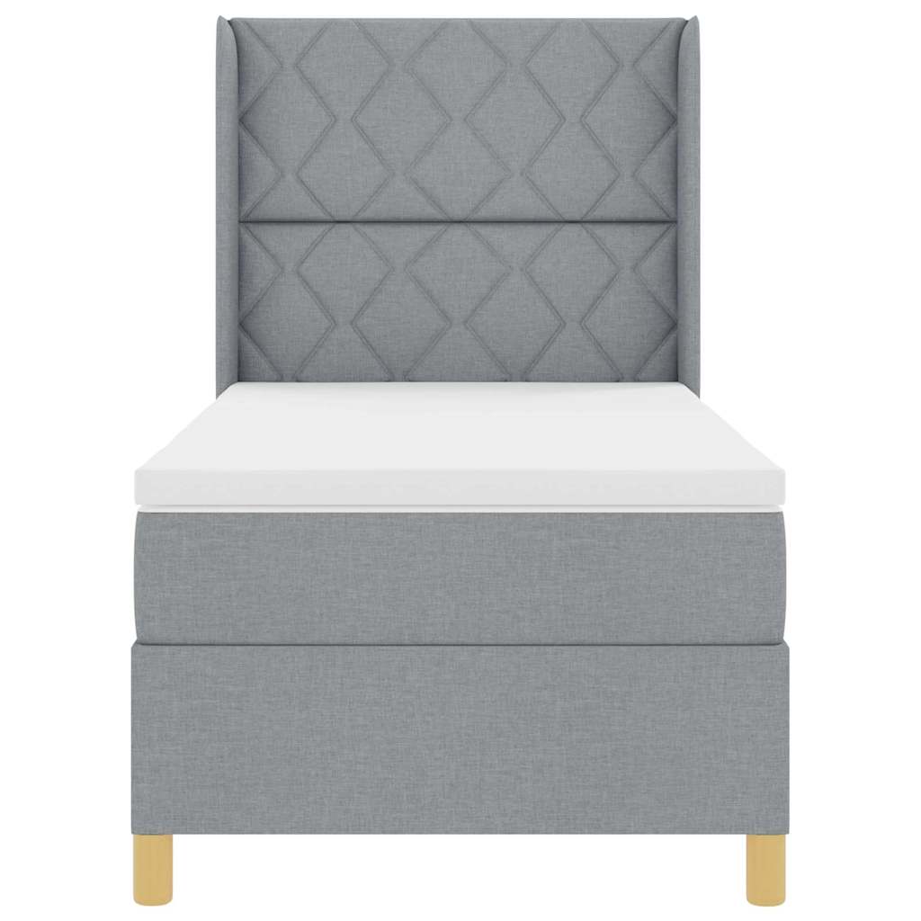 Boxspringbed met hoofdeinde Lichtgrijs 90 x 200 cm Stof