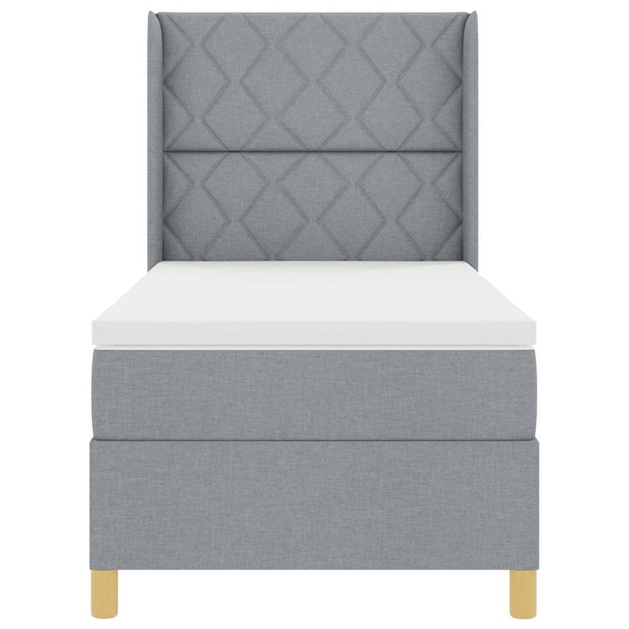 Boxspringbed met hoofdeinde Lichtgrijs 90 x 200 cm Stof