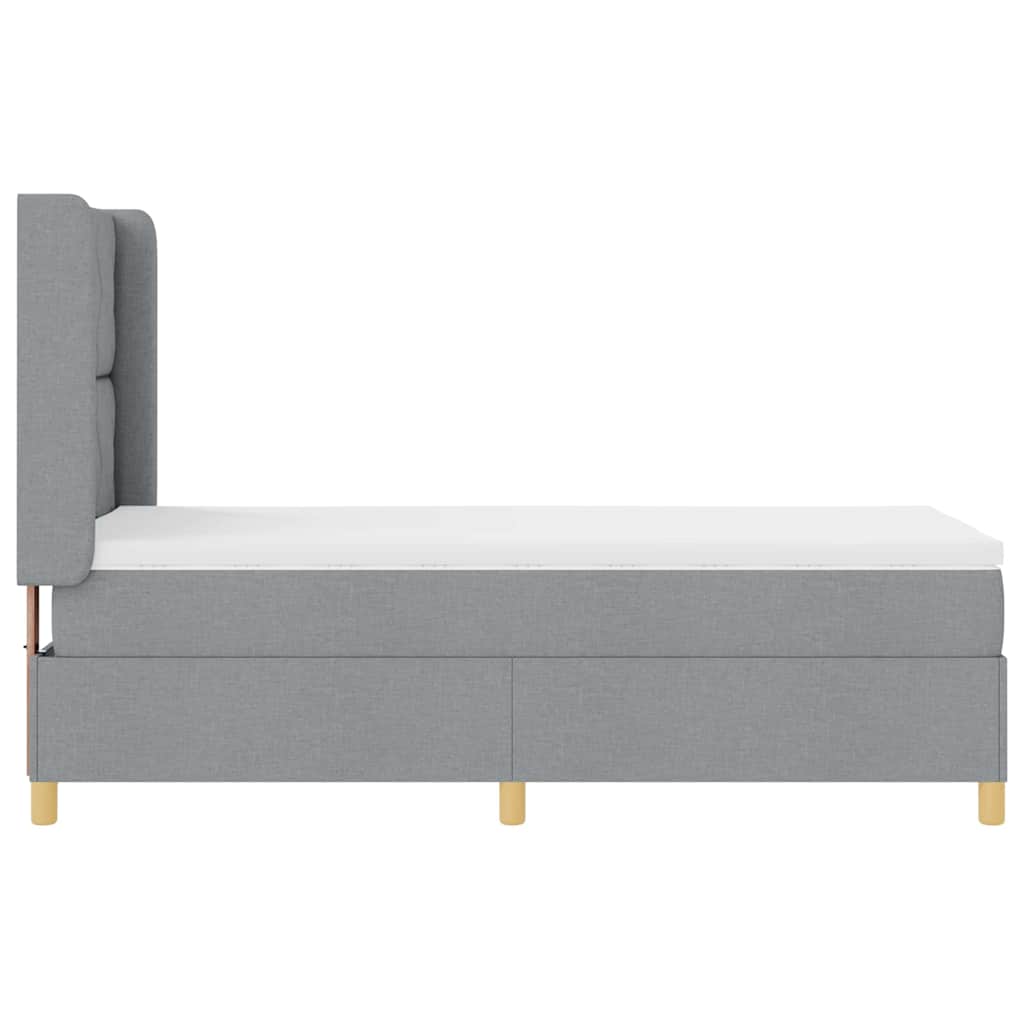 Boxspringbed met hoofdeinde Lichtgrijs 90 x 200 cm Stof
