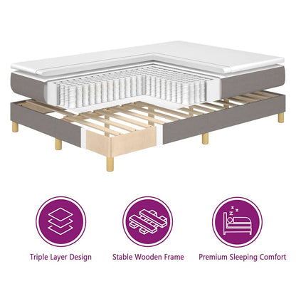 Boxspringbed met hoofdeinde Taupe 90 x 200 cm Stof