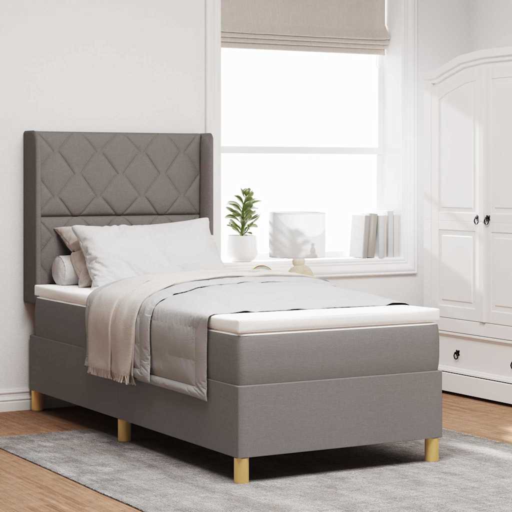 Boxspringbed met hoofdeinde Taupe 100 x 200 cm Stof