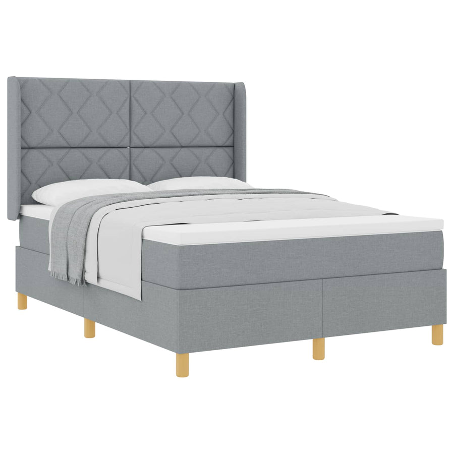 Boxspringbed met hoofdeinde Lichtgrijs 140 x 190 cm Stof