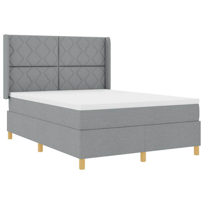 Boxspringbed met hoofdeinde Lichtgrijs 140 x 190 cm Stof