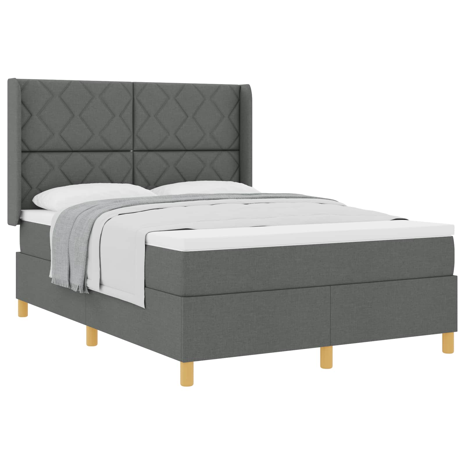 Boxspringbed met hoofdeinde Donkergrijs 140 x 190 cm Stof
