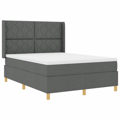 Boxspringbed met hoofdeinde Donkergrijs 140 x 190 cm Stof