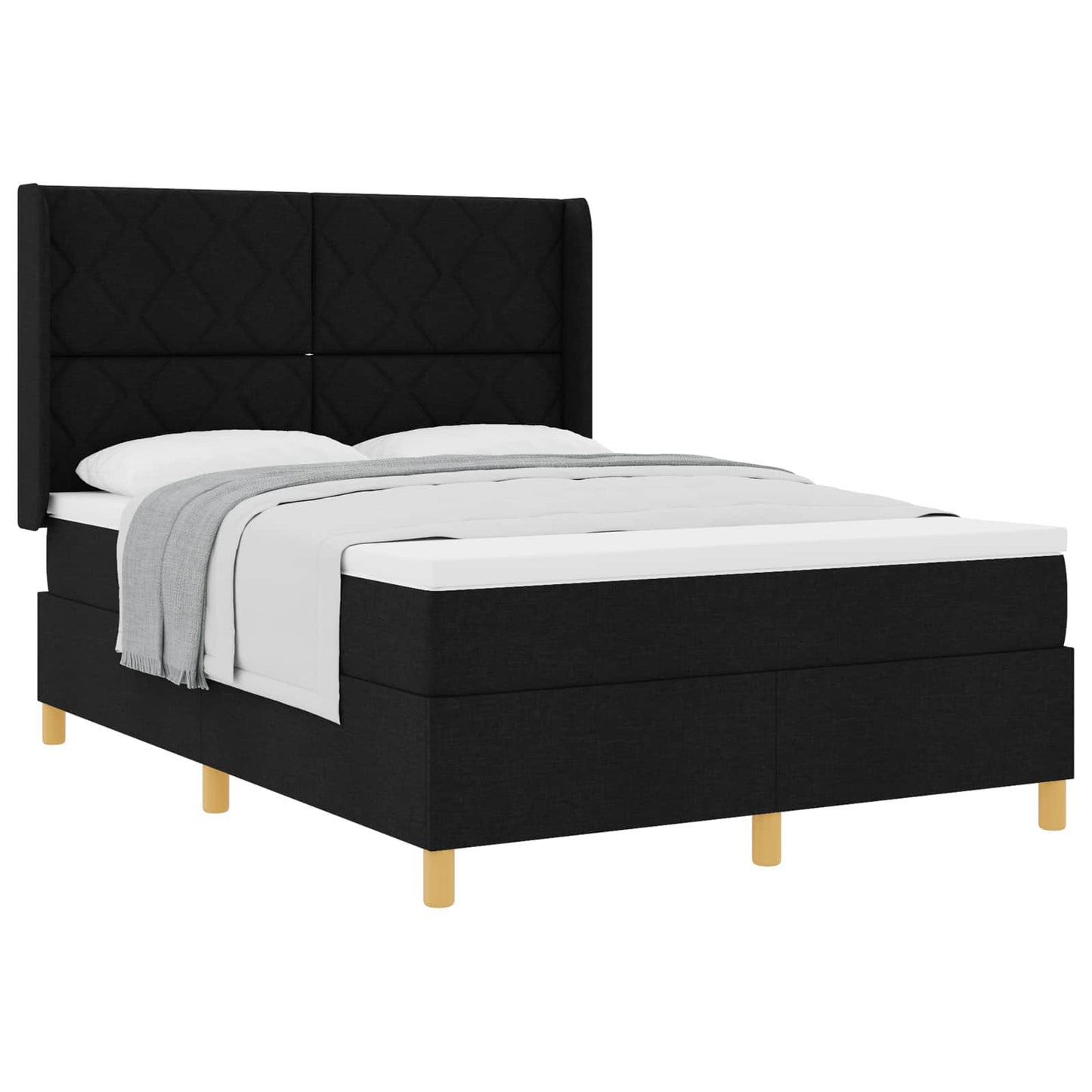 Boxspringbed met hoofdeinde Zwart 140 x 190 cm Stof