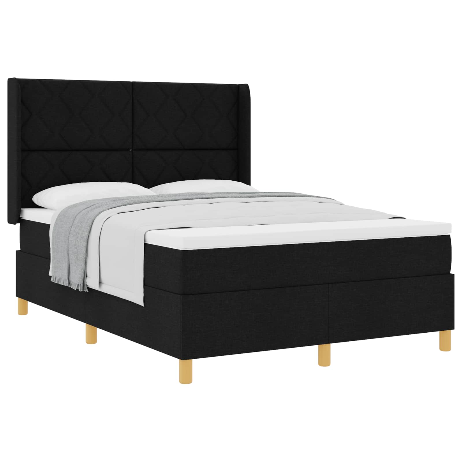 Boxspringbed met hoofdeinde Zwart 140 x 190 cm Stof