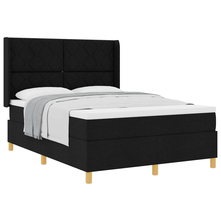 Boxspringbed met hoofdeinde Zwart 140 x 190 cm Stof
