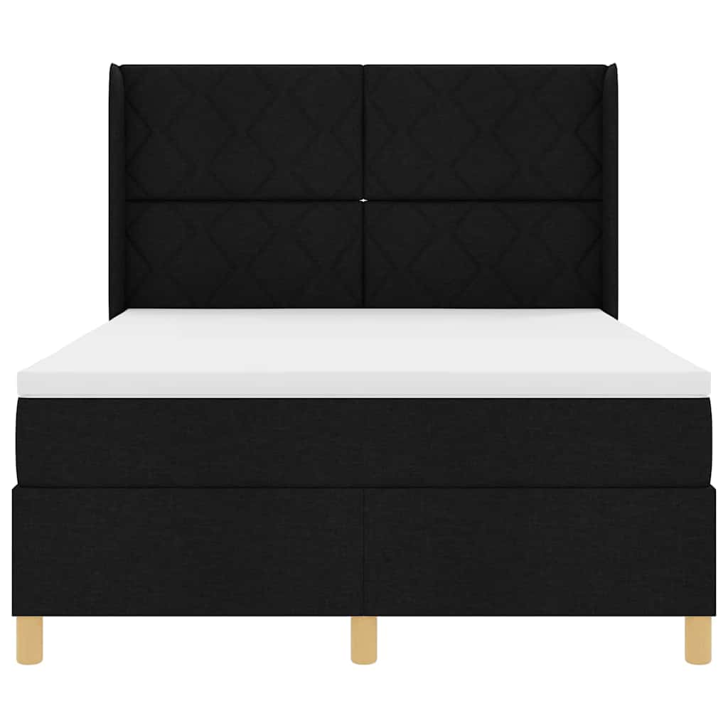 Boxspringbed met hoofdeinde Zwart 140 x 190 cm Stof