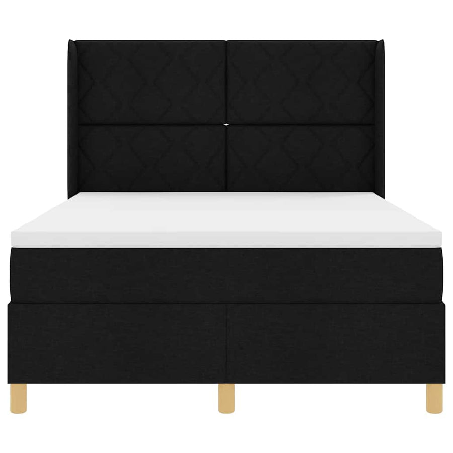 Boxspringbed met hoofdeinde Zwart 140 x 190 cm Stof