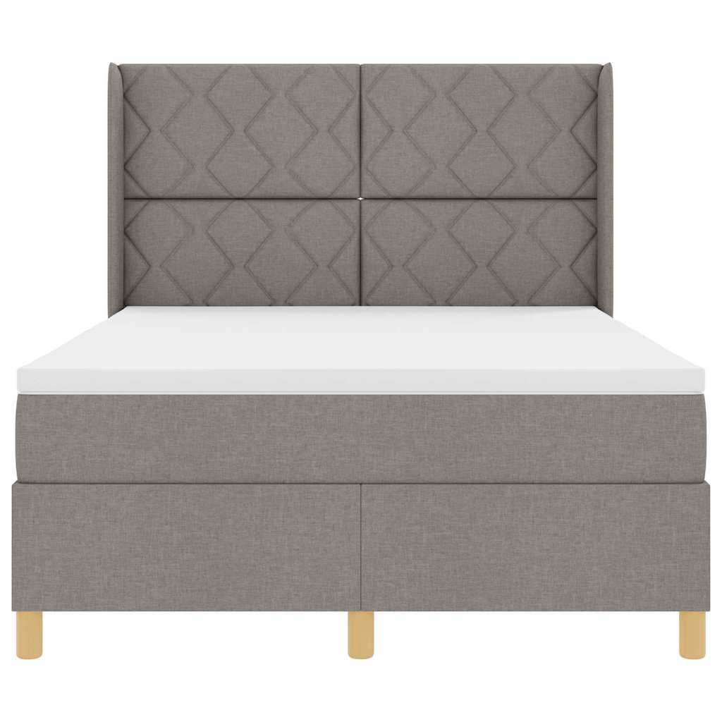 Boxspringbed met hoofdeinde Taupe 140 x 190 cm Stof
