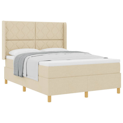 Boxspringbed met hoofdeinde Crème 140 x 190 cm Stof