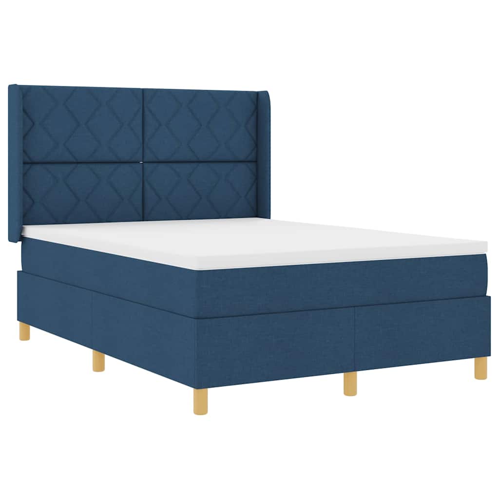 Boxspringbed met hoofdeinde Blauw 140 x 190 cm Stof