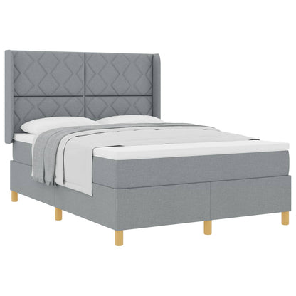 Boxspringbed met hoofdeinde Lichtgrijs 140 x 200 cm Stof