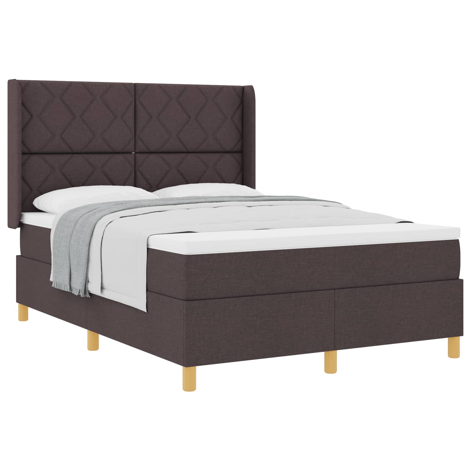 Boxspringbed met hoofdeinde Donkerbruin 140 x 200 cm Stof