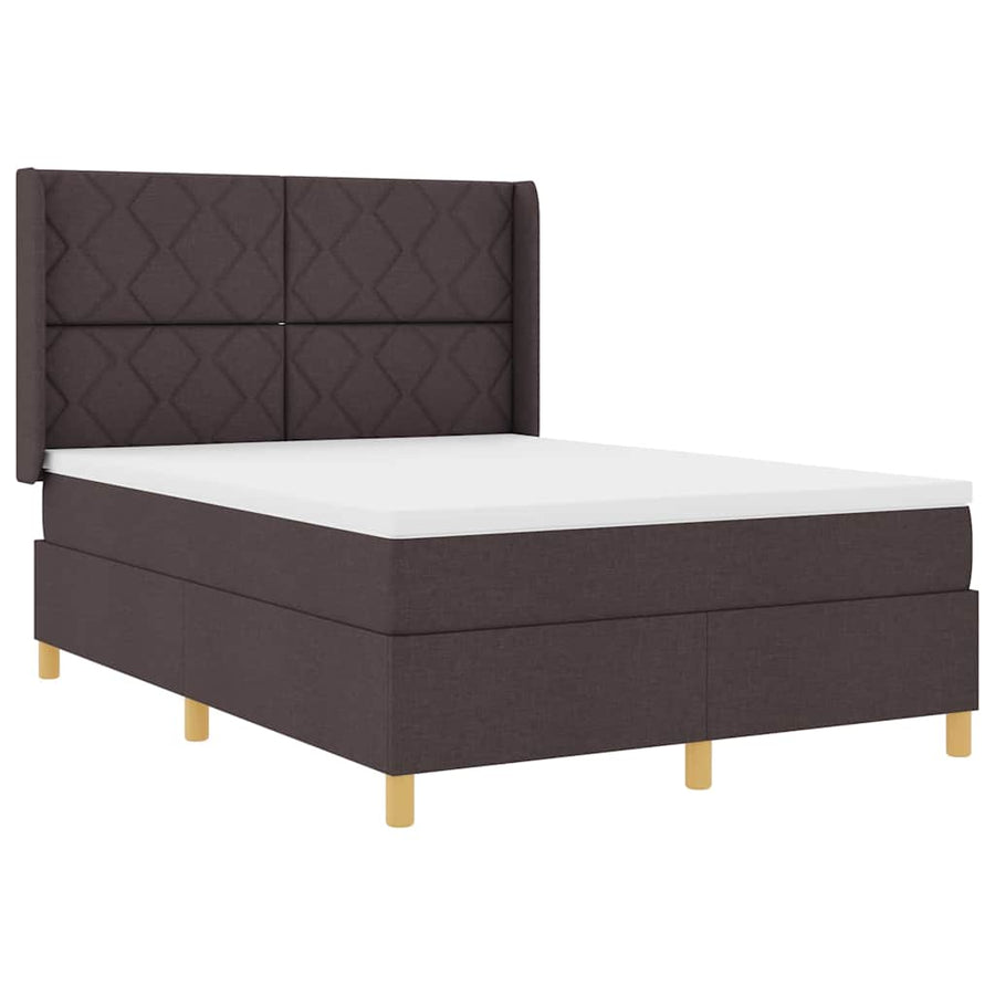 Boxspringbed met hoofdeinde Donkerbruin 140 x 200 cm Stof