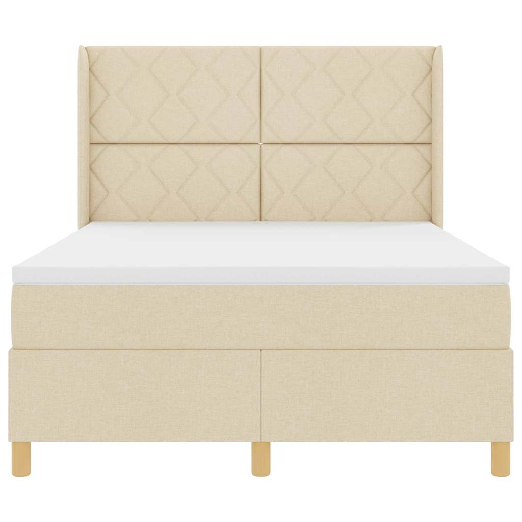 Boxspringbed met hoofdeinde Crème 140 x 200 cm Stof