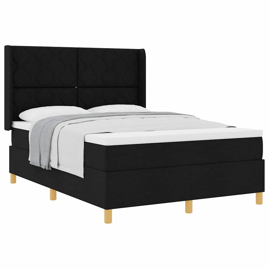 Boxspringbed met matras met hoofdeinde Zwart 160 x 200 cm Stof