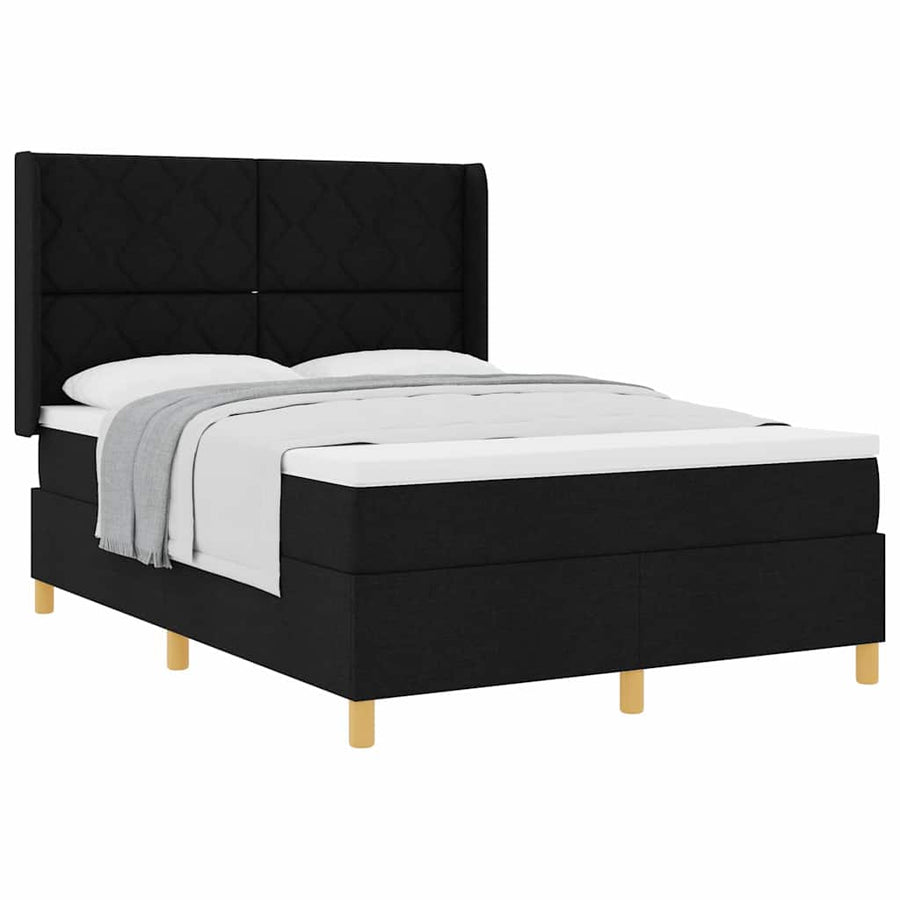Boxspringbed met matras met hoofdeinde Zwart 160 x 200 cm Stof
