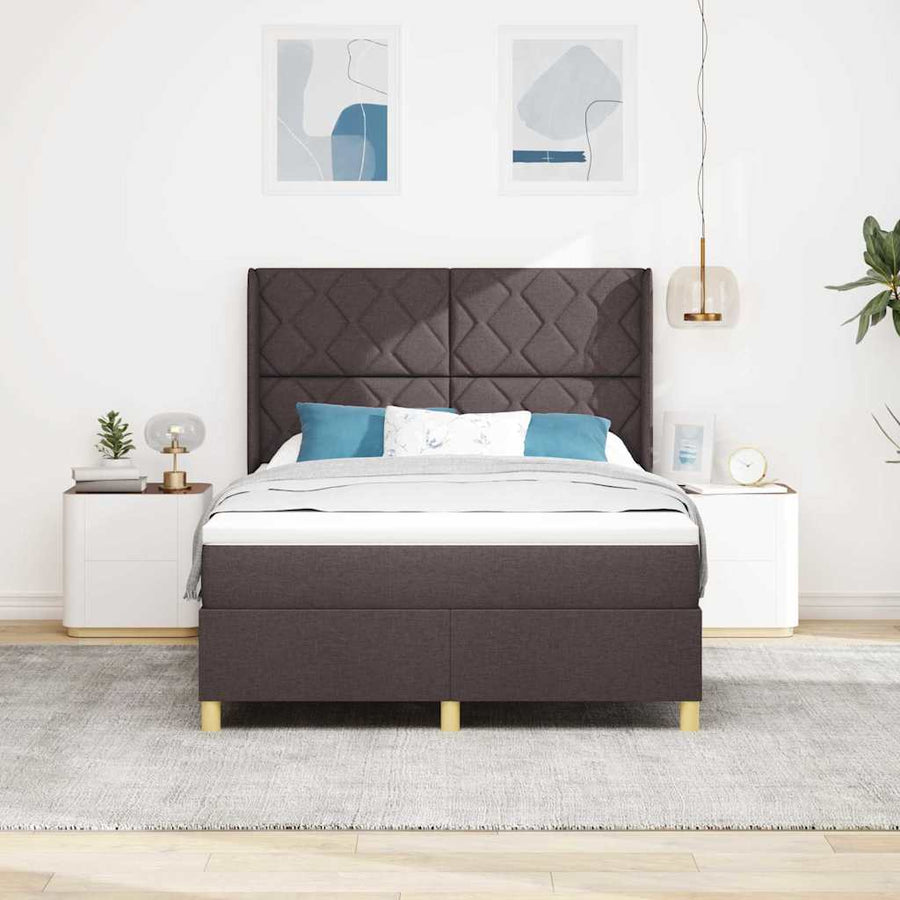Boxspringbed met hoofdeinde Donkerbruin 160 x 200 cm Stof