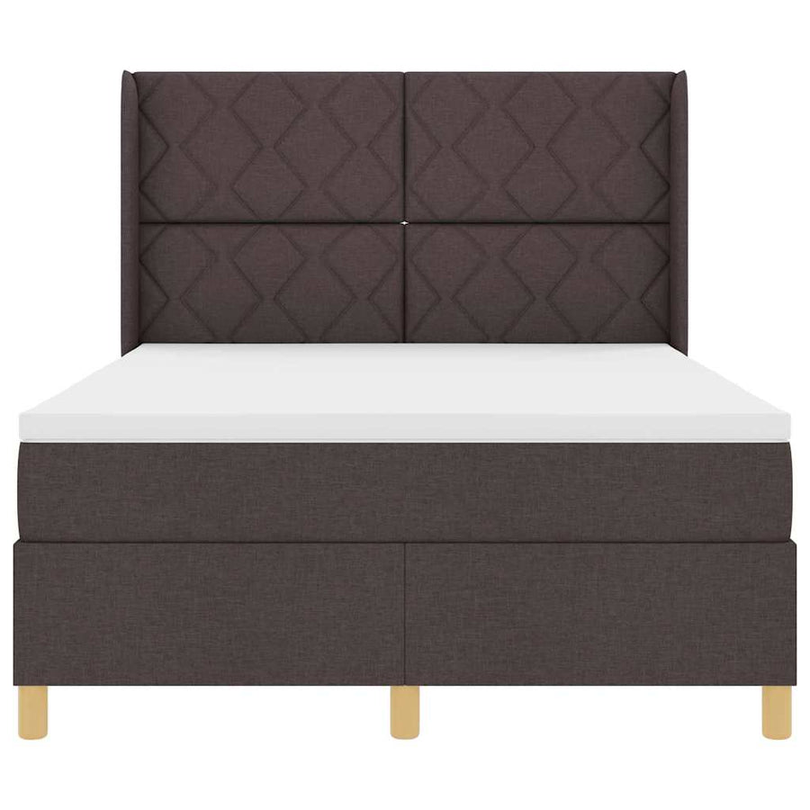 Boxspringbed met hoofdeinde Donkerbruin 160 x 200 cm Stof