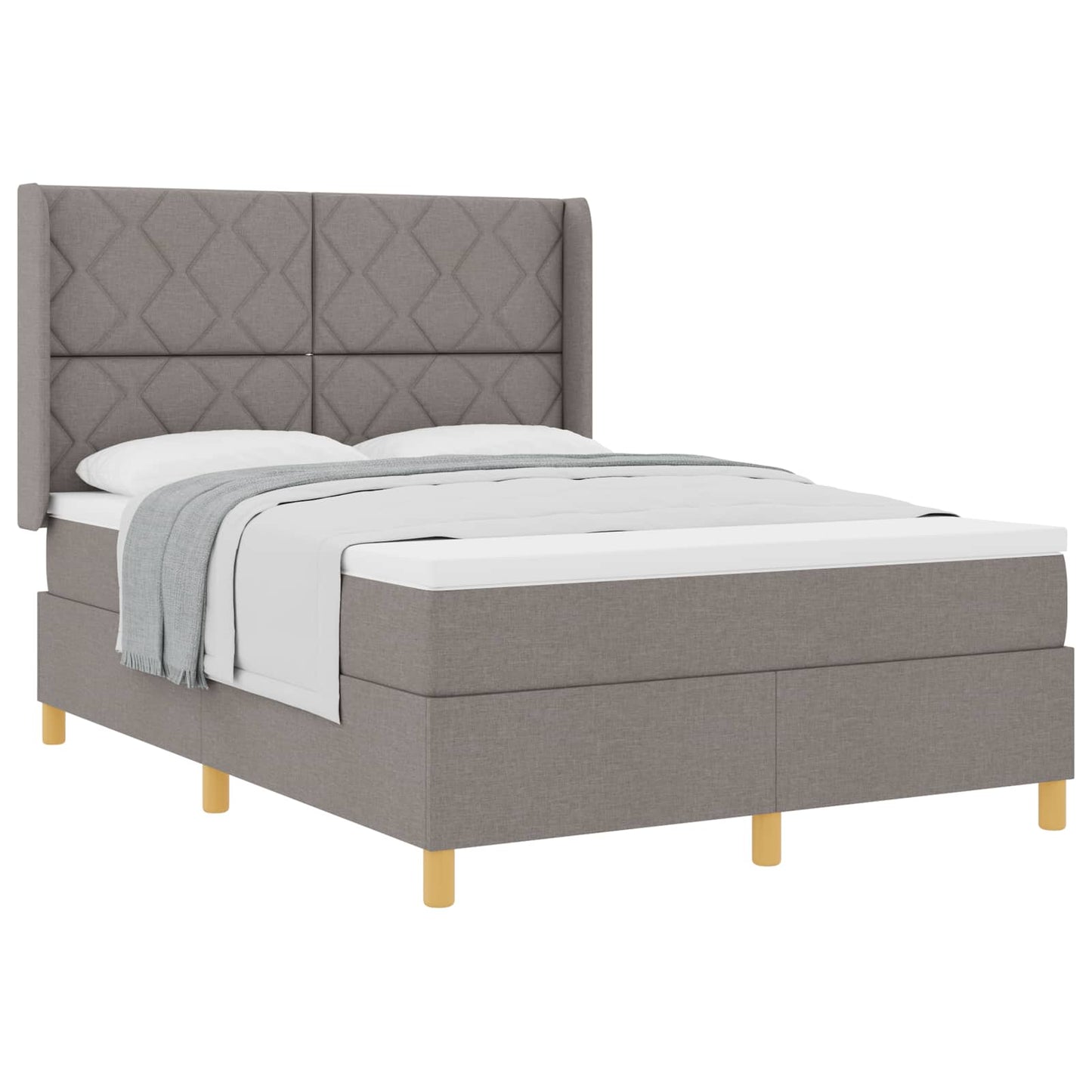 Boxspringbed met hoofdeinde Taupe 160 x 200 cm Stof