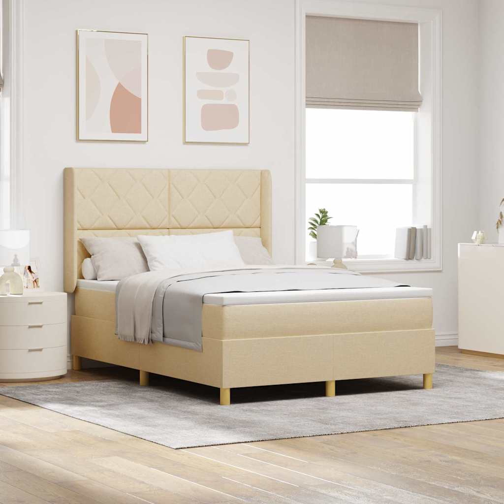 Boxspringbed met hoofdeinde Crème 160 x 200 cm Stof
