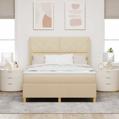 Boxspringbed met hoofdeinde Crème 160 x 200 cm Stof