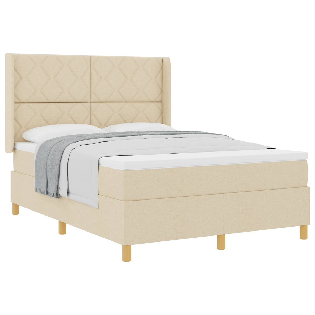 Boxspringbed met hoofdeinde Crème 160 x 200 cm Stof