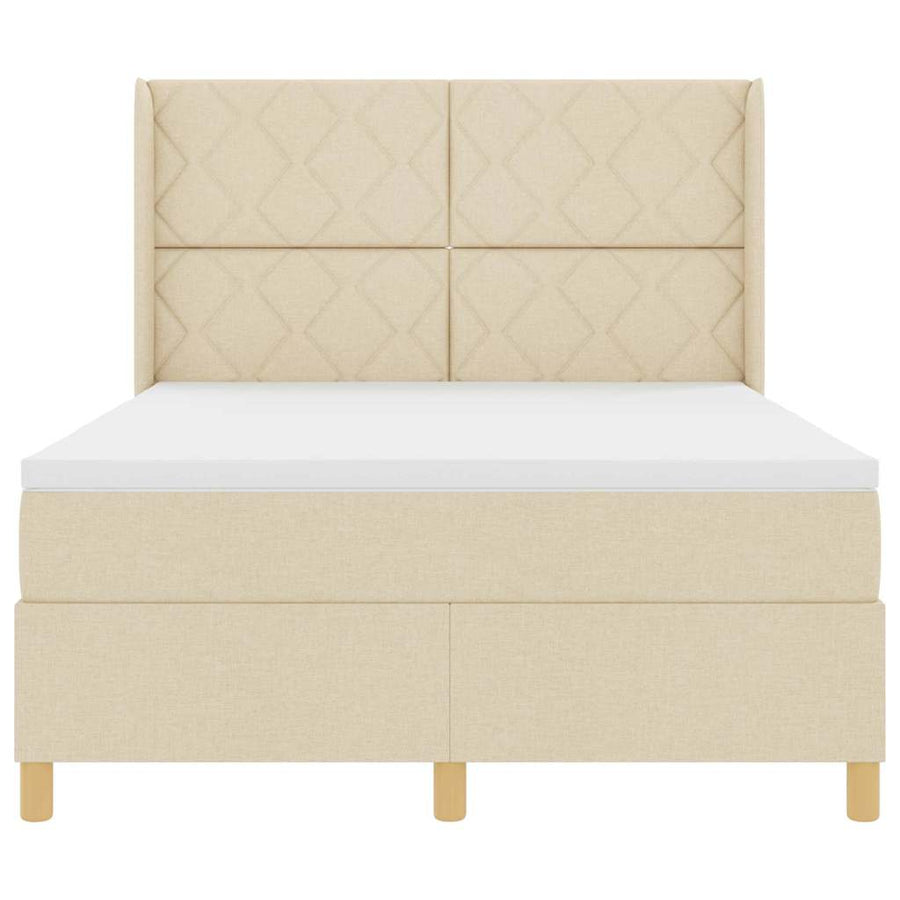 Boxspringbed met hoofdeinde Crème 160 x 200 cm Stof