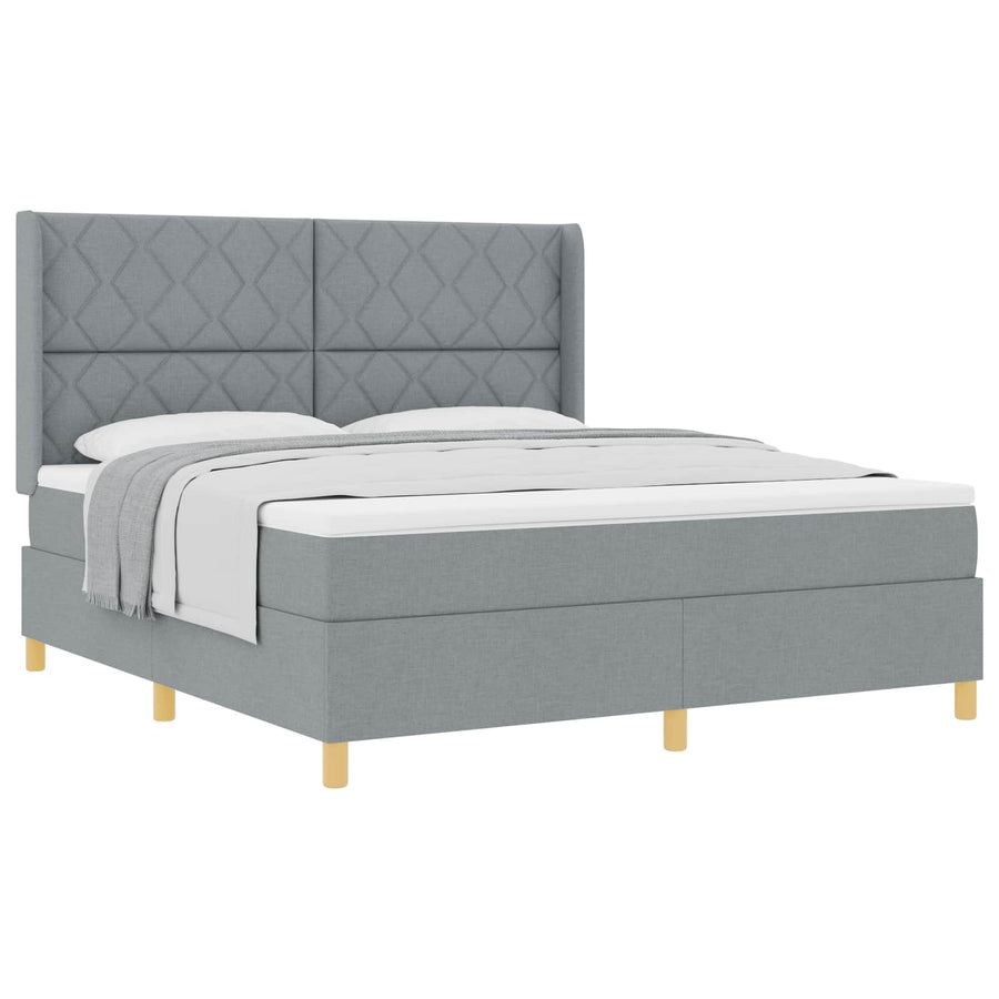 Boxspringbed met hoofdeinde Lichtgrijs 180 x 200 cm Stof