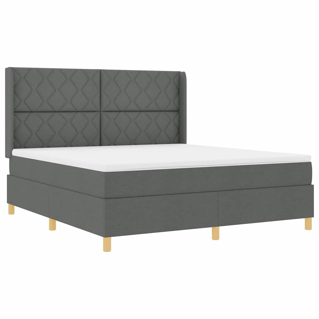 Boxspringbed met hoofdeinde Donkergrijs 180 x 200 cm Stof