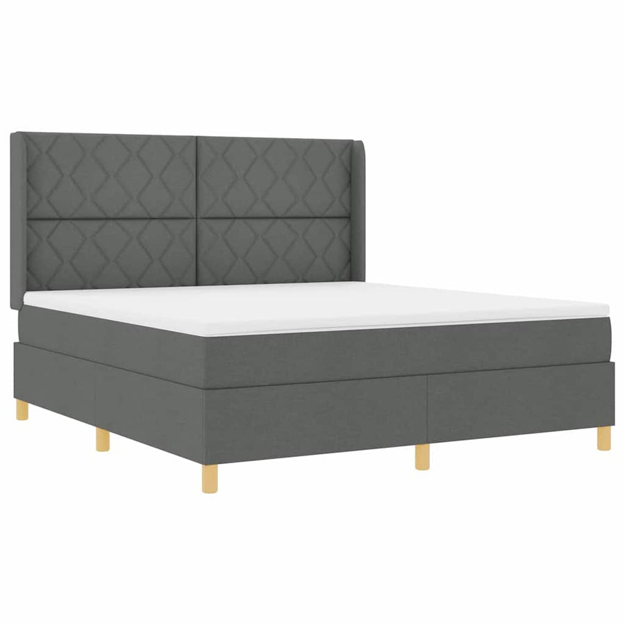 Boxspringbed met hoofdeinde Donkergrijs 180 x 200 cm Stof