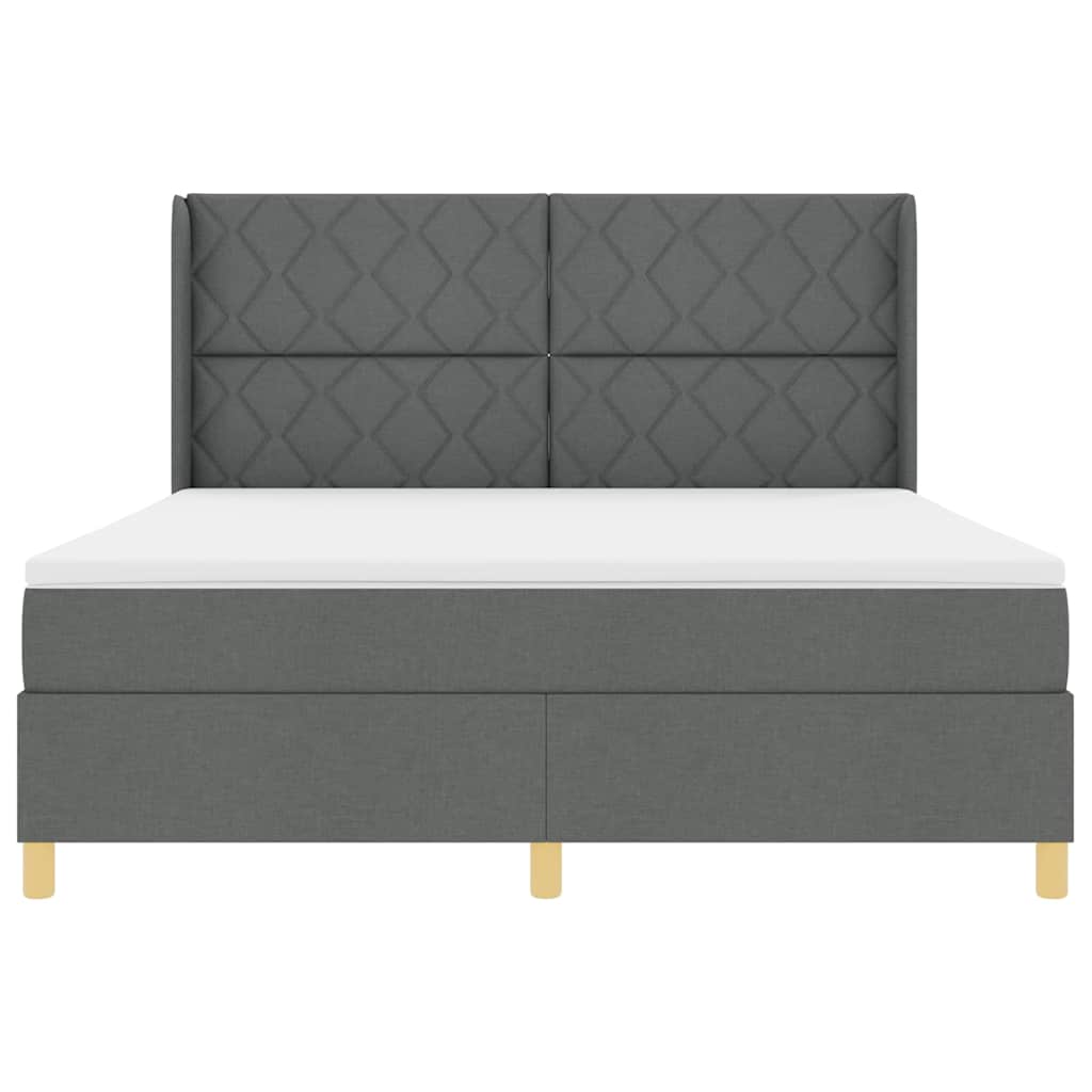 Boxspringbed met hoofdeinde Donkergrijs 180 x 200 cm Stof