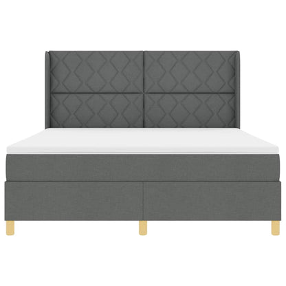 Boxspringbed met hoofdeinde Donkergrijs 180 x 200 cm Stof