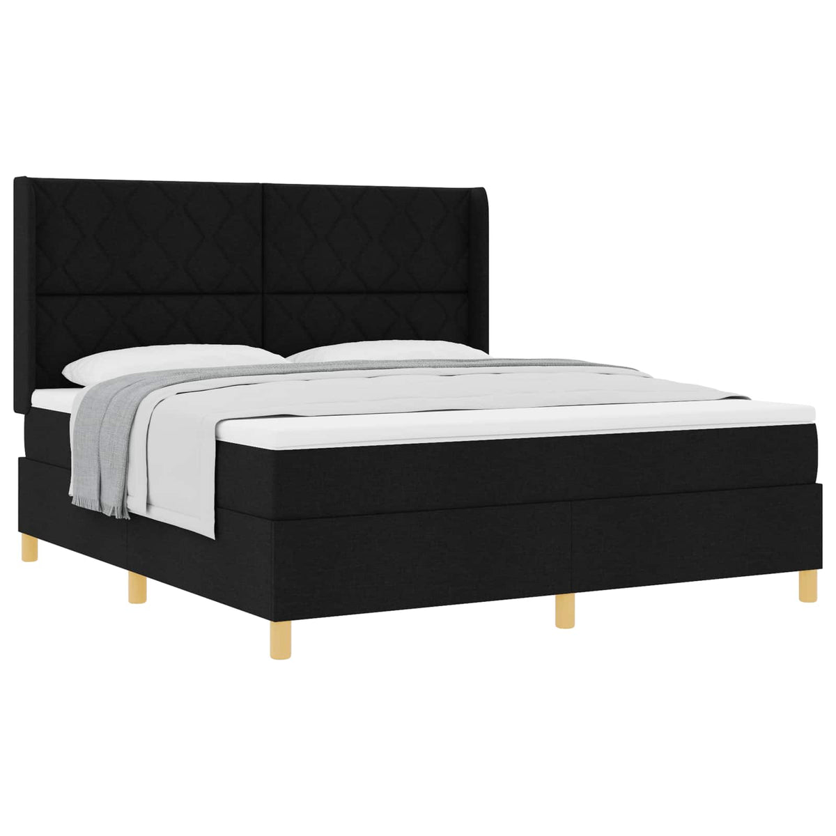 Boxspringbed met hoofdeinde Zwart 180 x 200 cm Stof