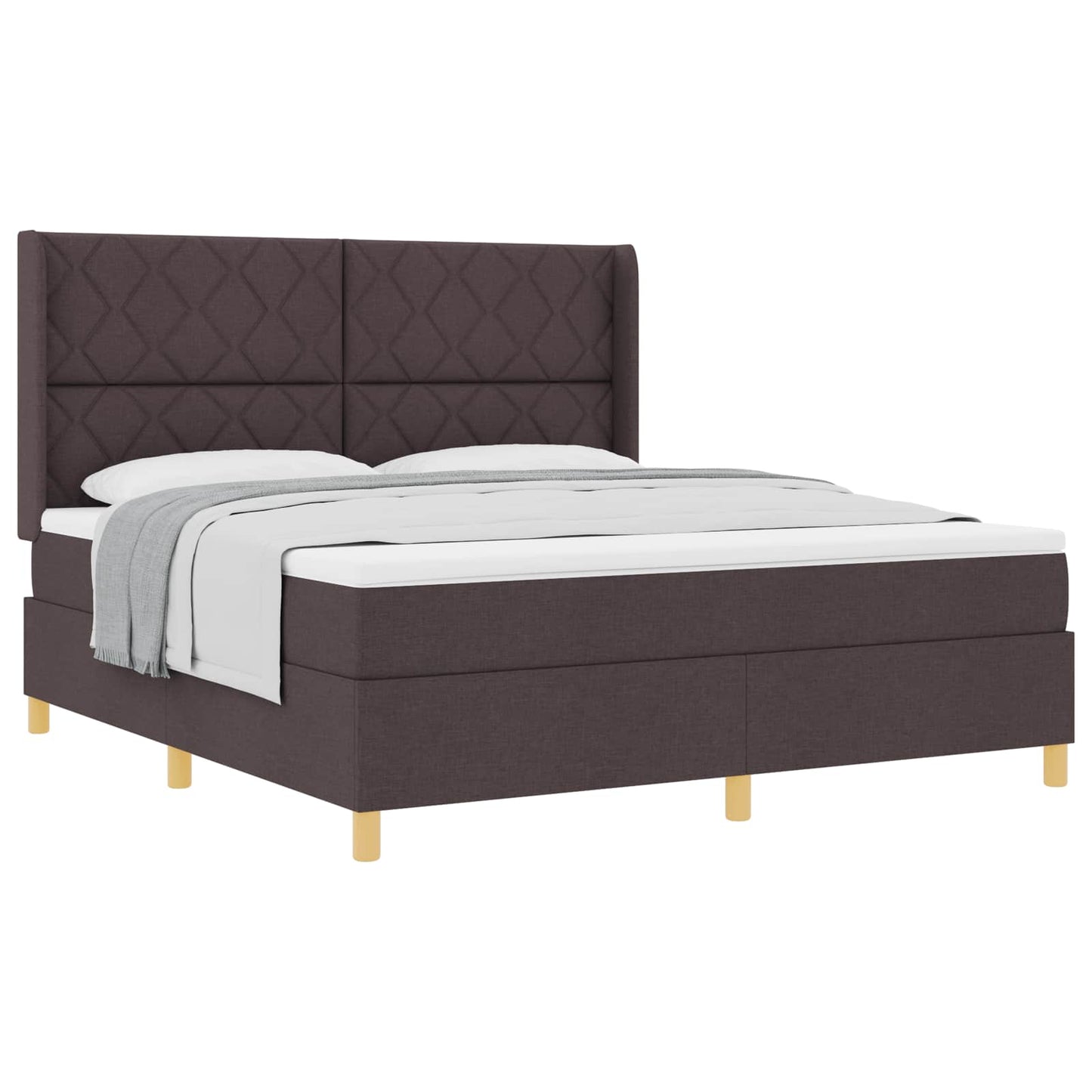 Boxspringbed met hoofdeinde Donkerbruin 180 x 200 cm Stof