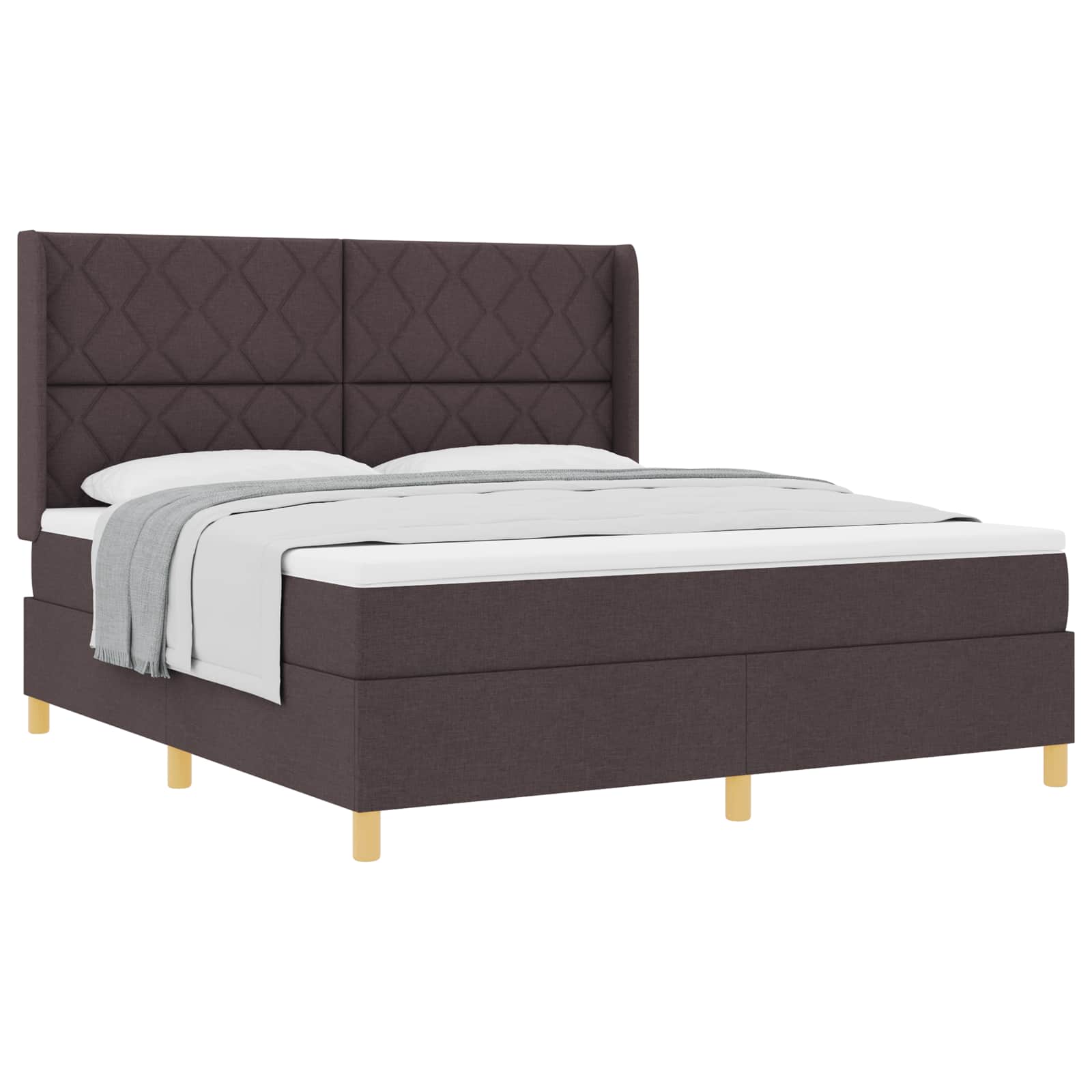 Boxspringbed met hoofdeinde Donkerbruin 180 x 200 cm Stof