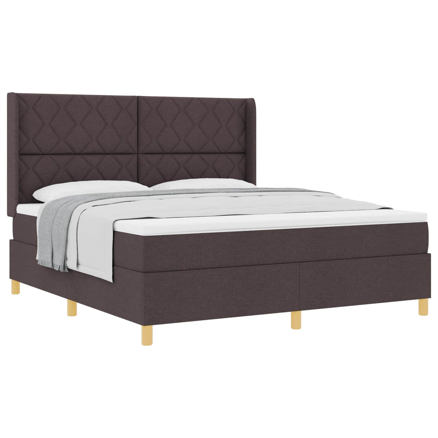 Boxspringbed met hoofdeinde Donkerbruin 180 x 200 cm Stof