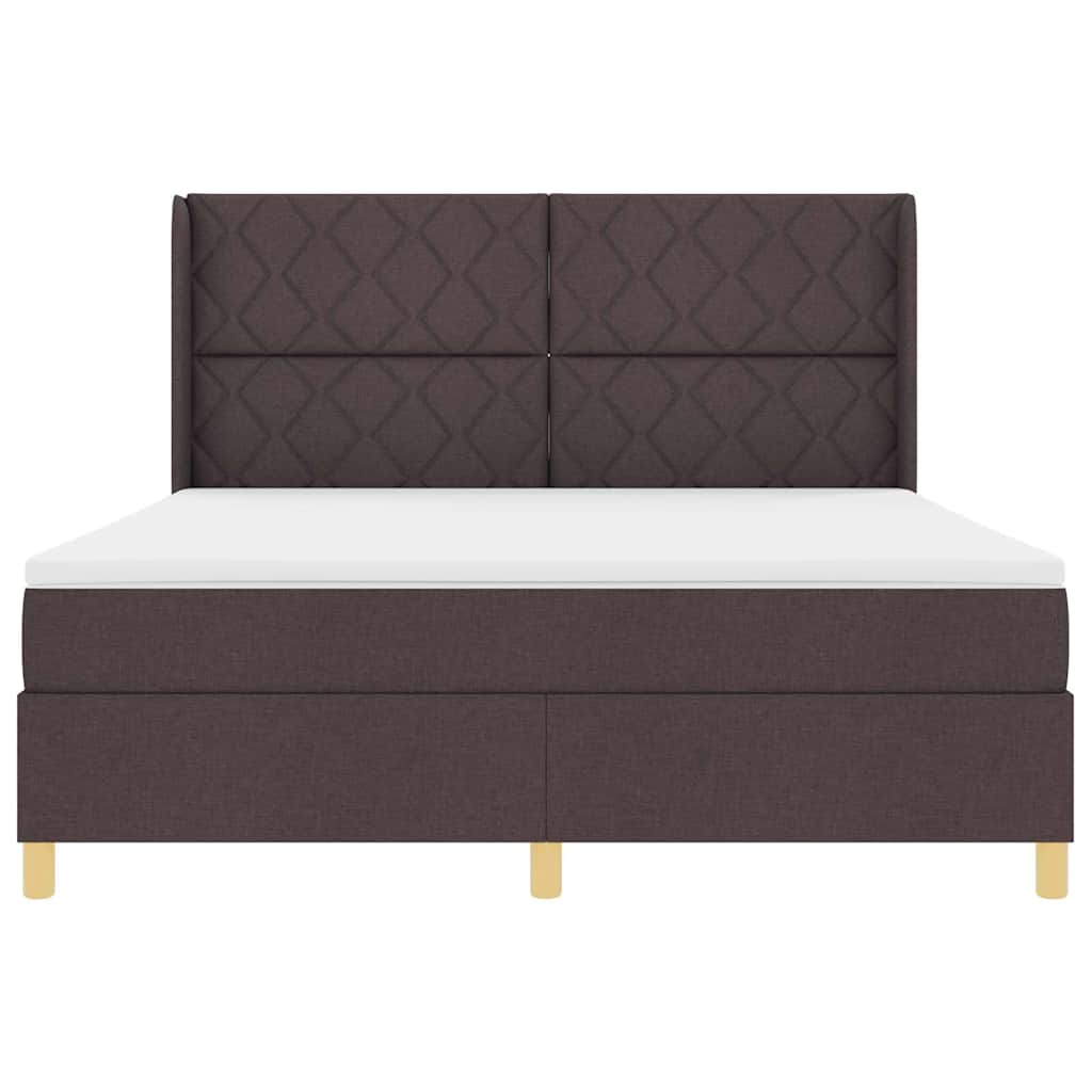 Boxspringbed met hoofdeinde Donkerbruin 180 x 200 cm Stof