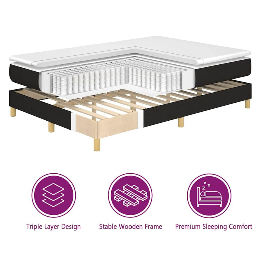 Boxspringbed met matras met hoofdeinde Zwart 200 x 200 cm Stof
