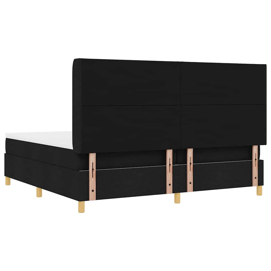 Boxspringbed met matras met hoofdeinde Zwart 200 x 200 cm Stof