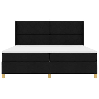 Boxspringbed met matras met hoofdeinde Zwart 200 x 200 cm Stof