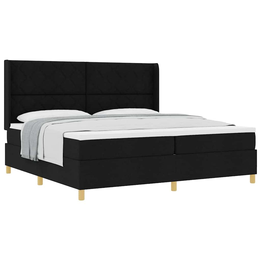 Boxspringbed met matras met hoofdeinde Zwart 200 x 200 cm Stof