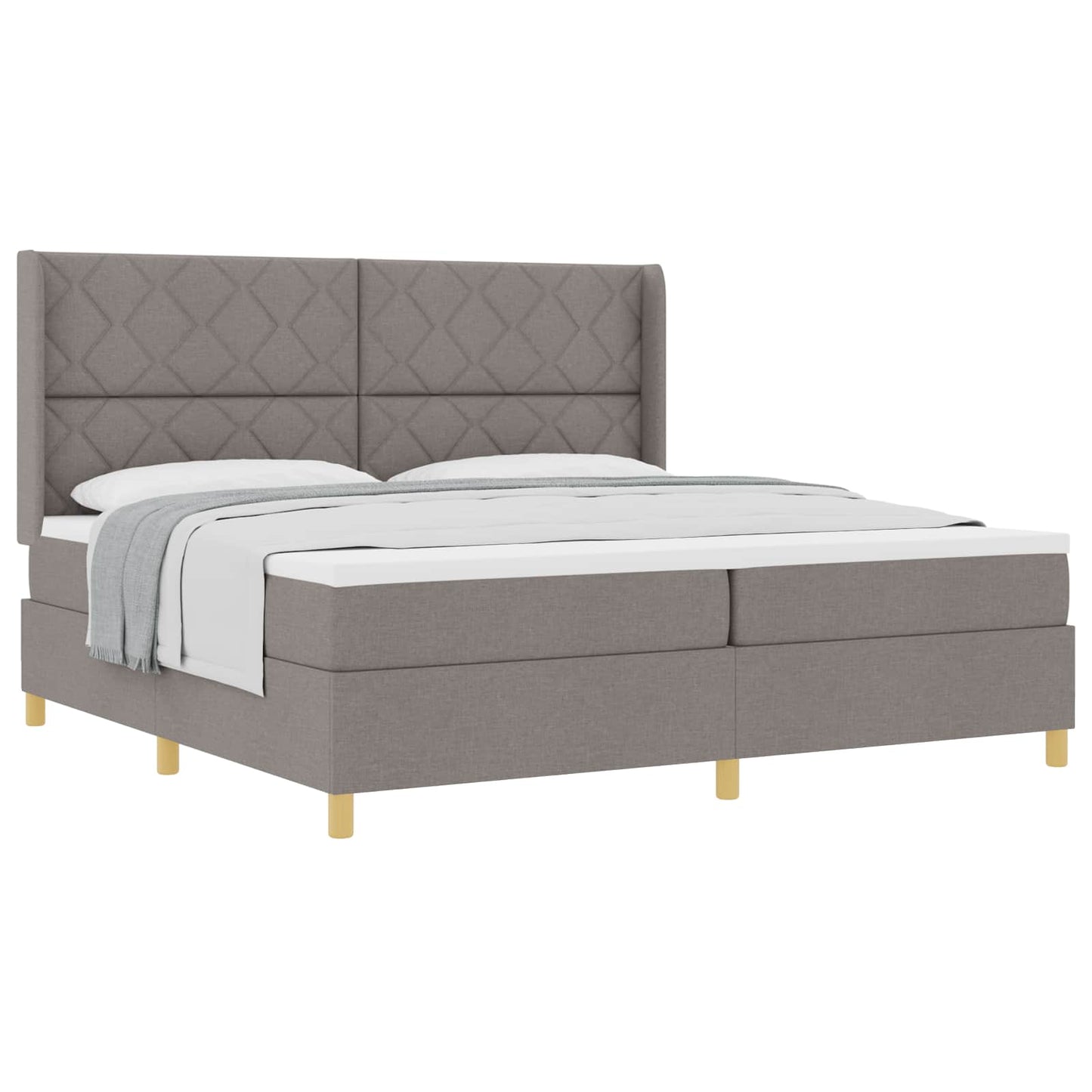 Boxspringbed met hoofdeinde Taupe 200 x 200 cm Stof