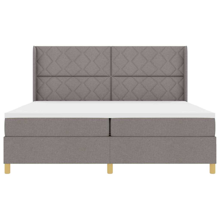 Boxspringbed met hoofdeinde Taupe 200 x 200 cm Stof