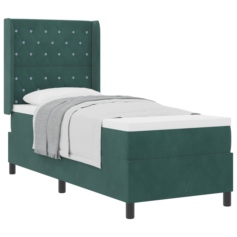 Boxspringbed met matras Donkergroen 80 x 200 cm Fluweel