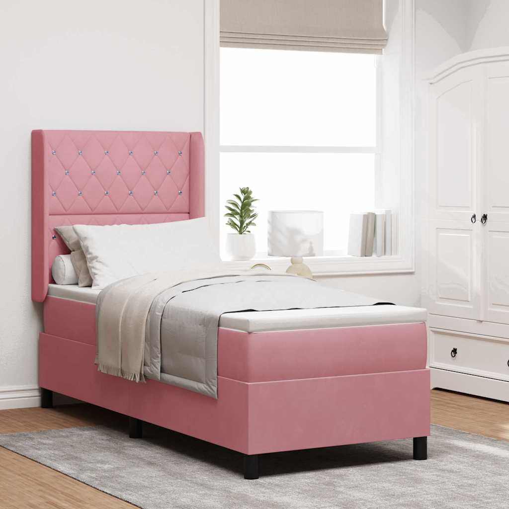 Boxspringbed met matras met hoofdeinde Roze 80 x 200 cm Fluweel